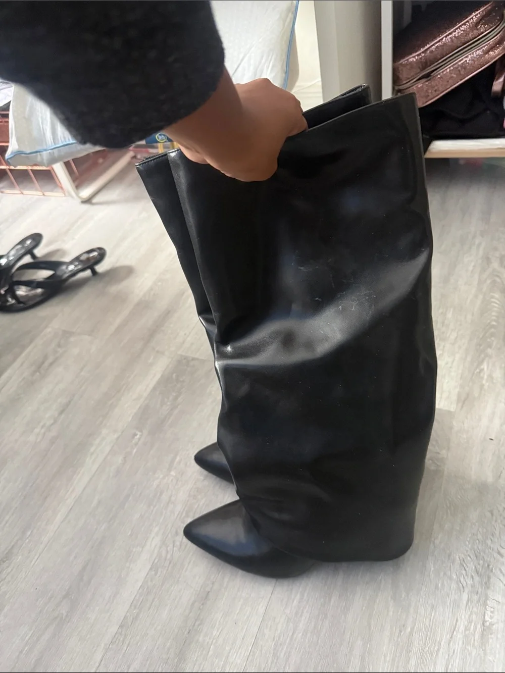 Amazon Black Pointed Over-the-Knee Boots